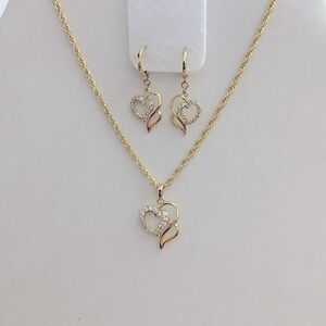 14k Gold Plated Jewelry Set with Heart Design